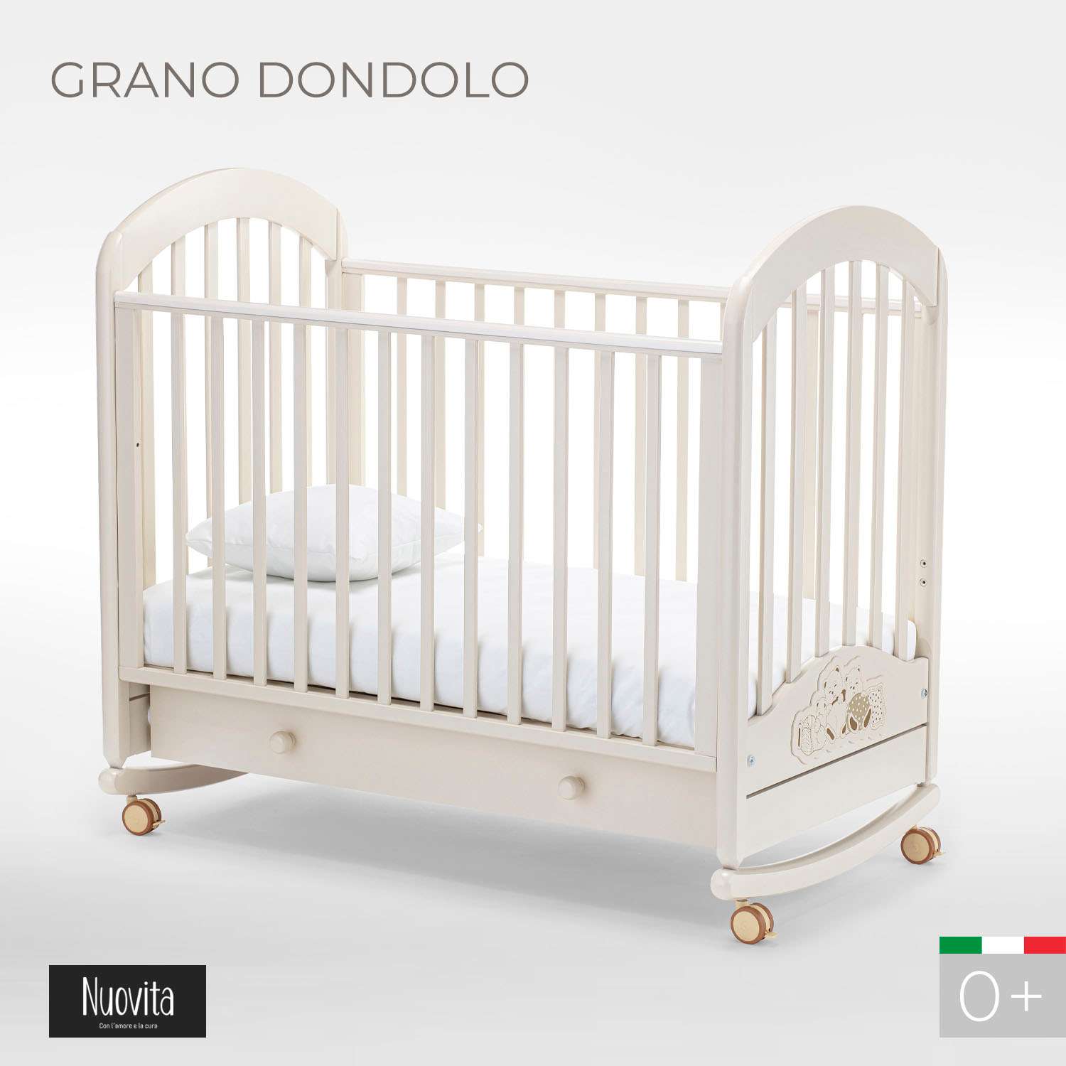 Детская кроватка Nuovita Grano Dondolo прямоугольная, без маятника (слоновая кость) - фото 2