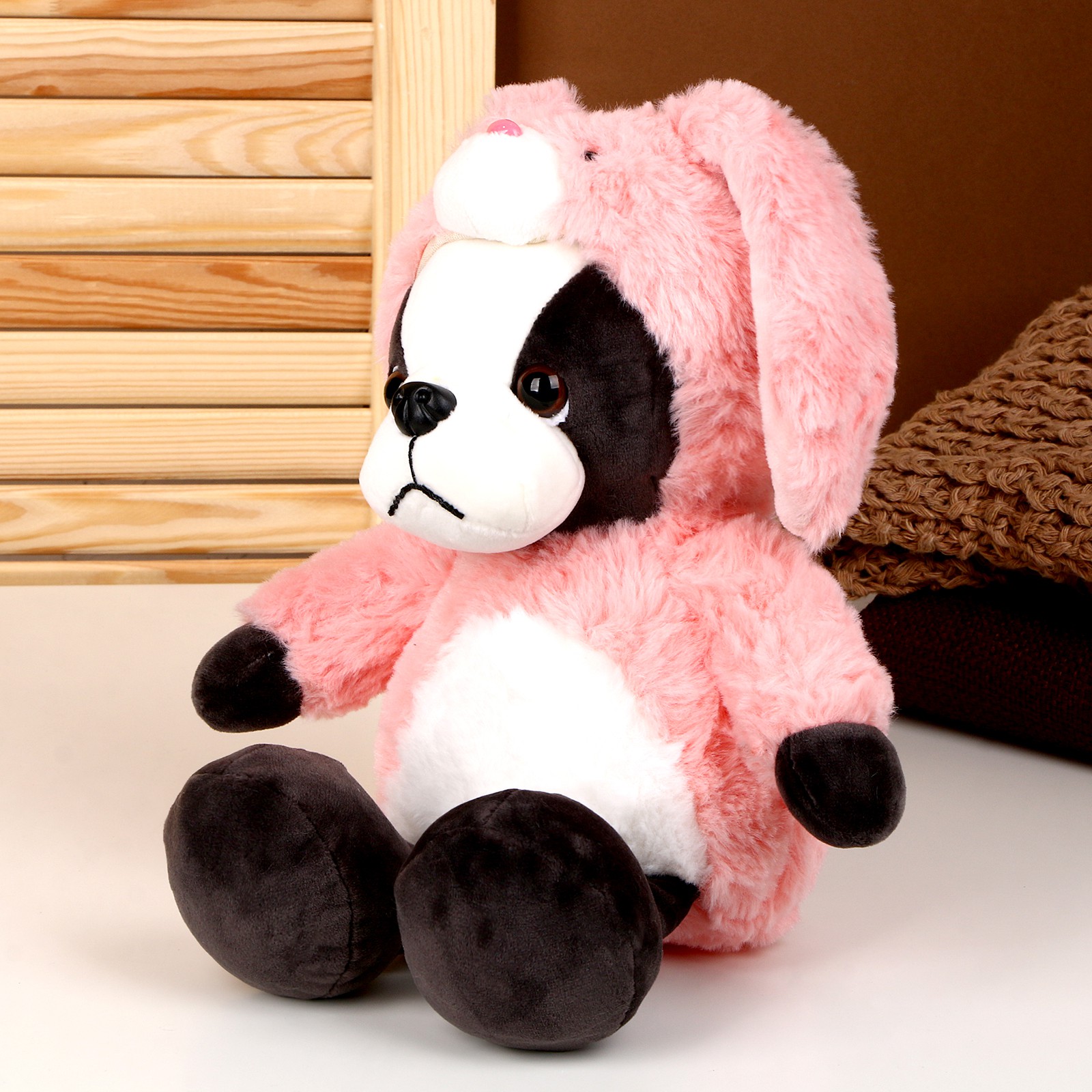 Мягкая игрушка Sima-Land «Собака» в костюме зайца 30 см цвет розовый - фото 3