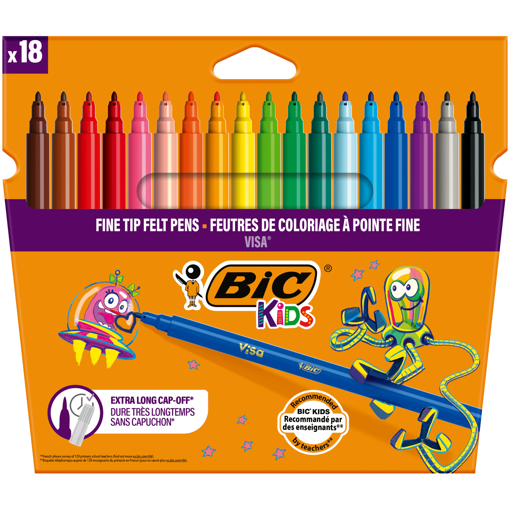 Фломастеры BIC Kids Виза 18 цв купить по цене 399 ₽ в интернет-магазине  Детский мир