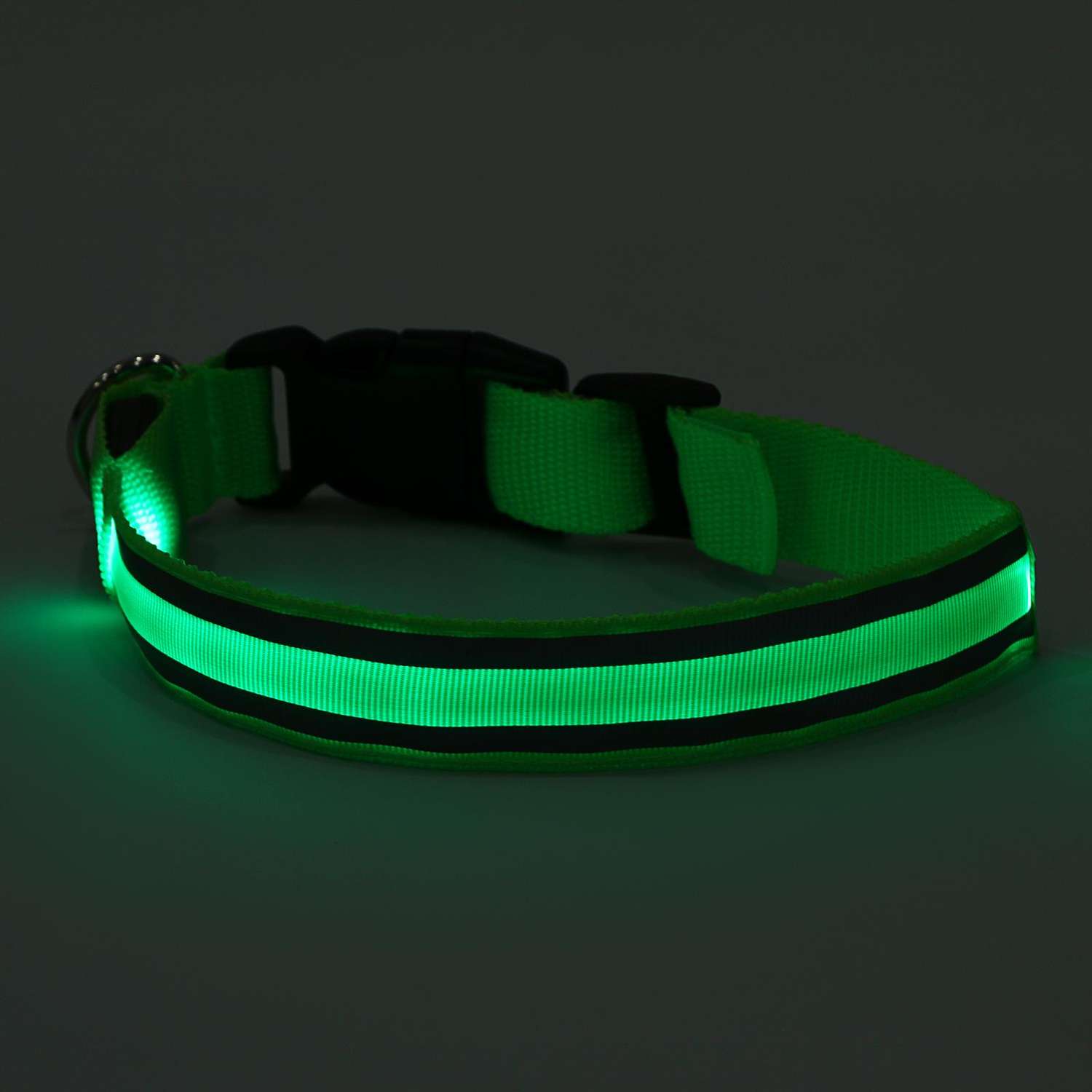 Ошейник Пижон с подсветкой и 2 светоотражающими полосами 40-45 см 3 режима свечения зелёный - фото 5