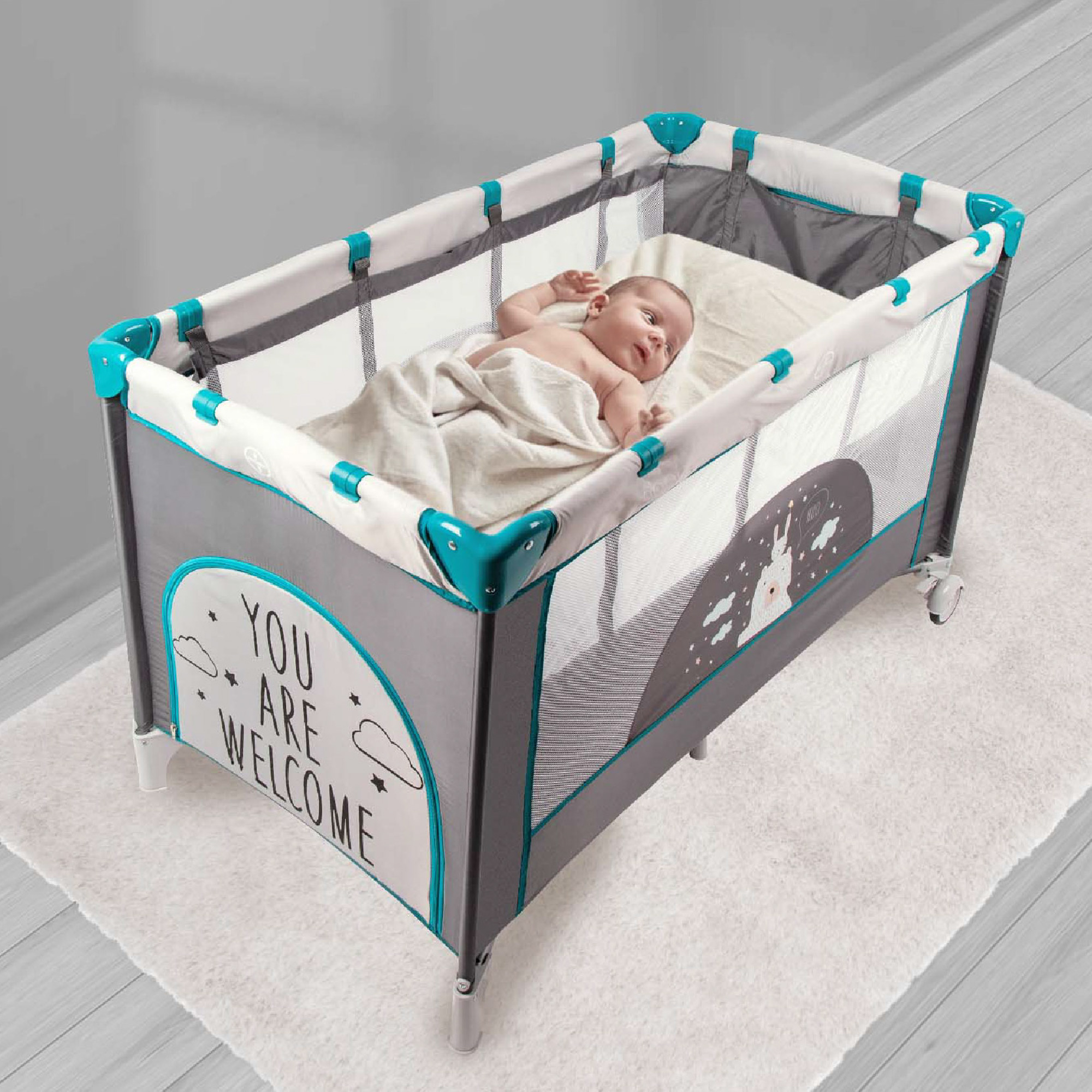 Манеж-кровать AmaroBaby Multiform Hello Bear прямоугольный серый AMARO-26MHB-Se - фото 21