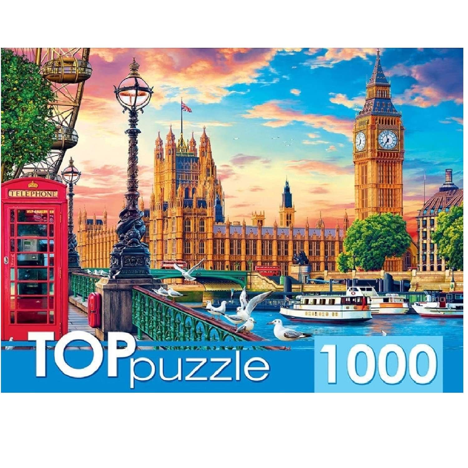 TOPpuzzle. Пазлы. Рыжий кот 1000 элементов. Великобритания. Лондон - фото 1