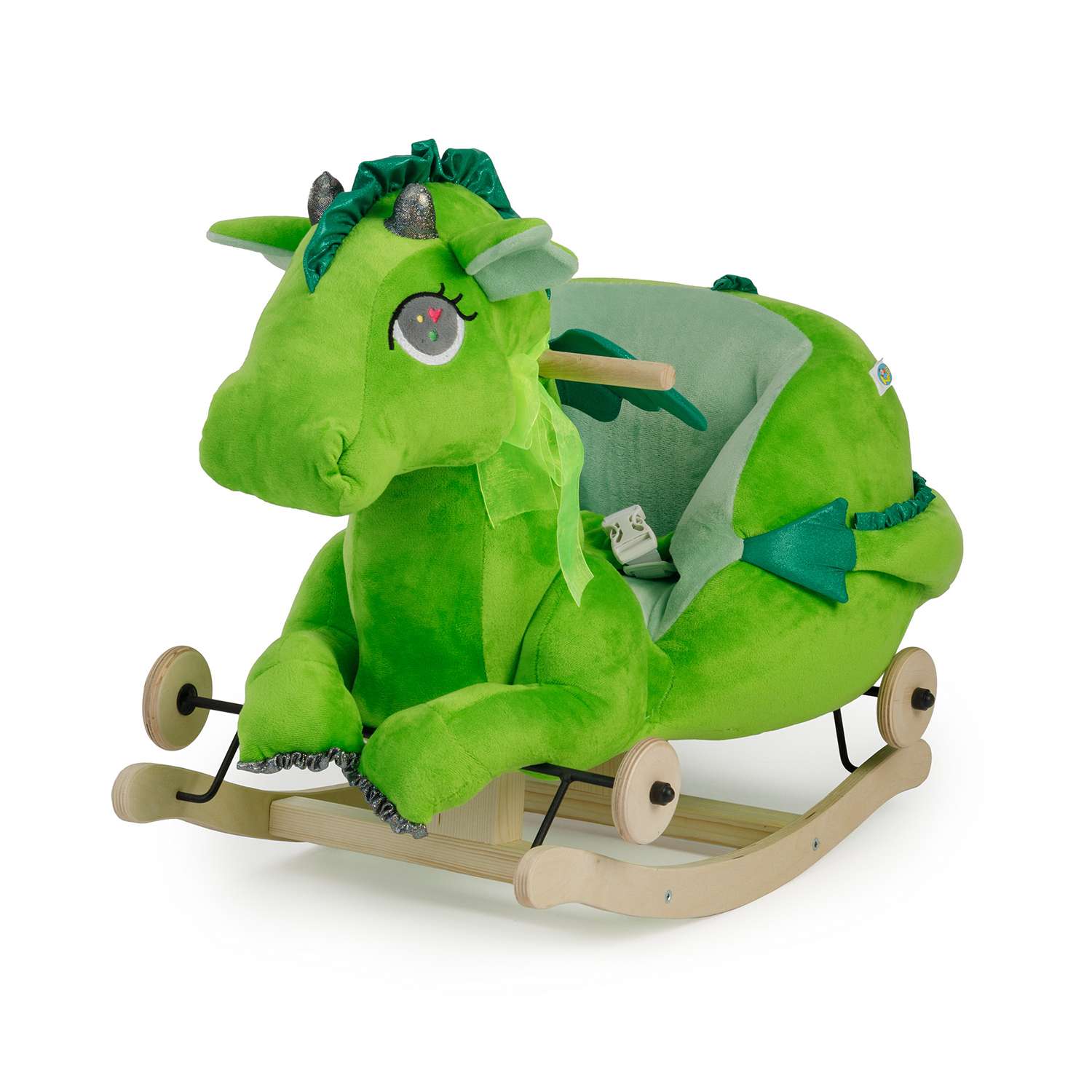 Качалка Тутси мягкая Дракон Драго с колесиками зеленый - фото 4