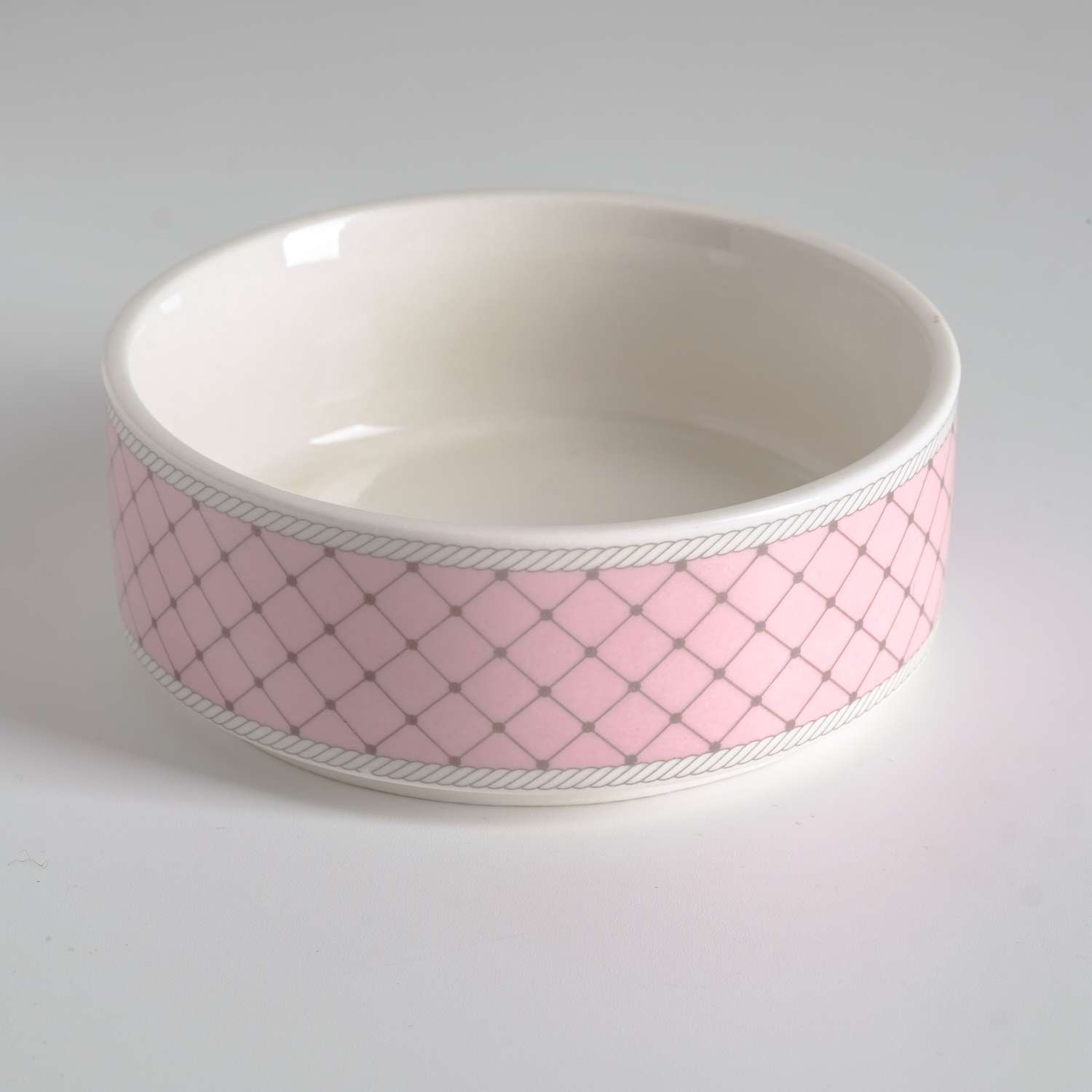 Миска Пижон керамическая Сеточка 10.5х4 см розовая 330 мл - фото 1