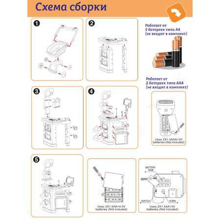 Игровой набор детский ДЖАМБО большой Супермаркет с прилавком тележкой и игрушечными продуктами 60 предметов