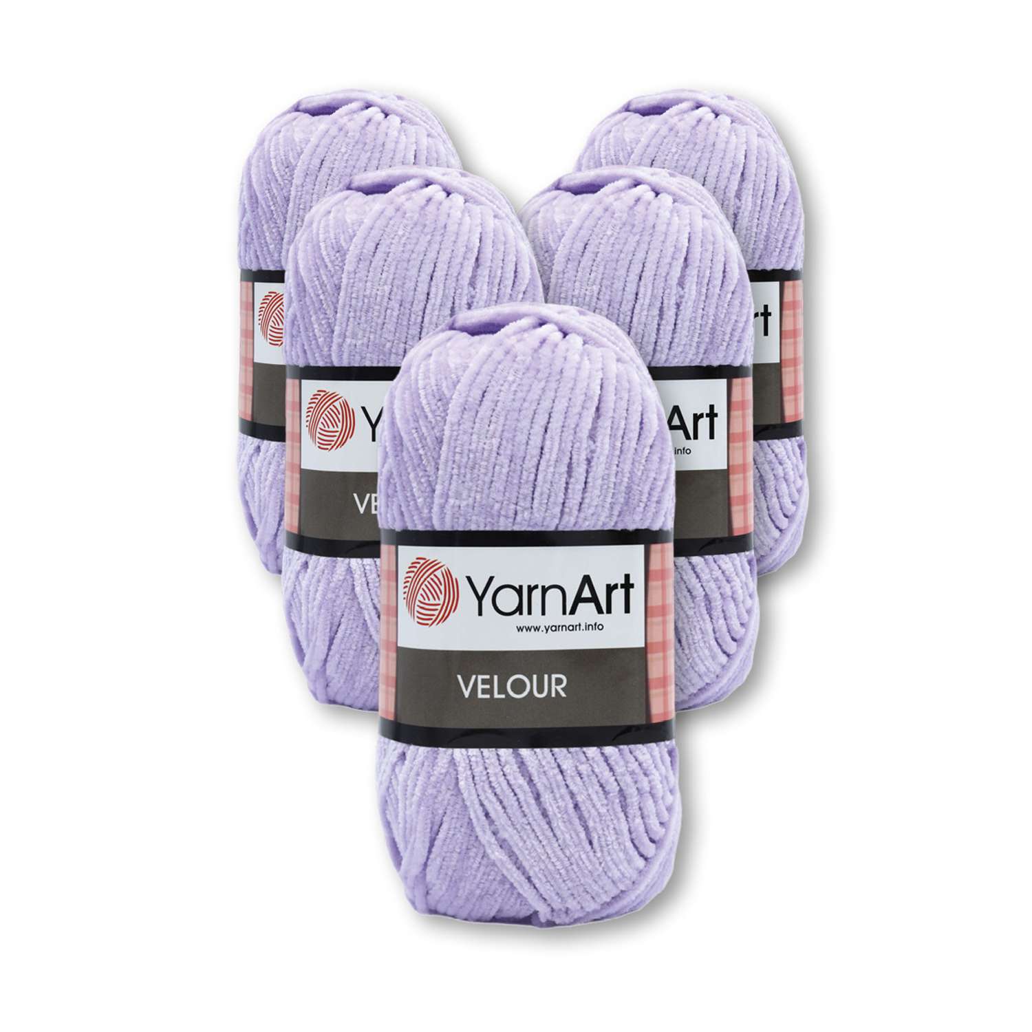 Пряжа для вязания YarnArt Velour 100 г 170 м микрополиэстер мягкая велюровая 5 мотков 859 сиреневый - фото 3