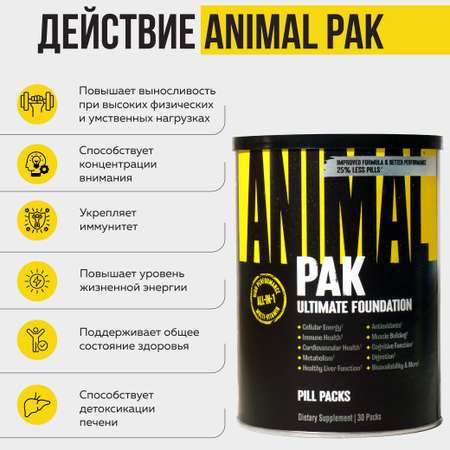 Комплекс витаминов и минералов Animal Pak 30 пакетов по 8 таблеток