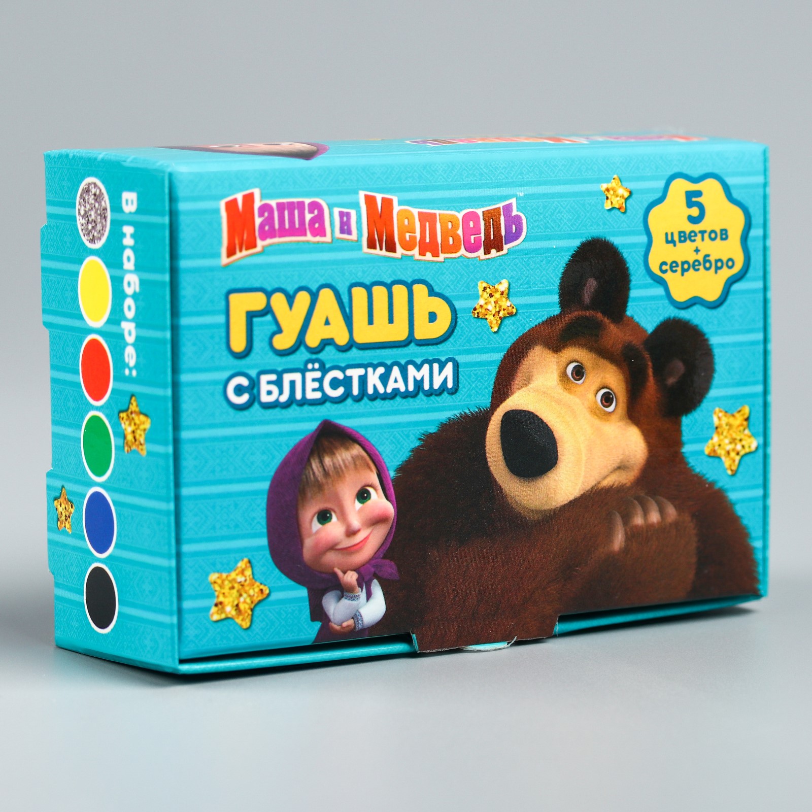 Гуашь Маша и Медведь с блёстками карамельная Маша и Медведь - фото 1