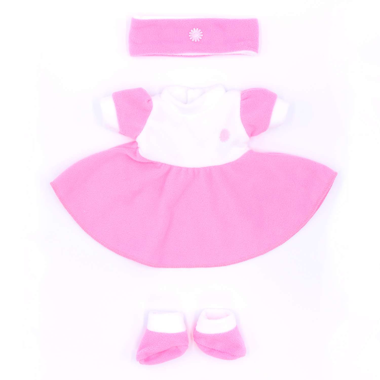 Комплект для пупса Модница 43-48 см: платье колготки повязка на голову и тапочки 6118 розовый-розовый 6118розовый&amp;розовый - фото 9