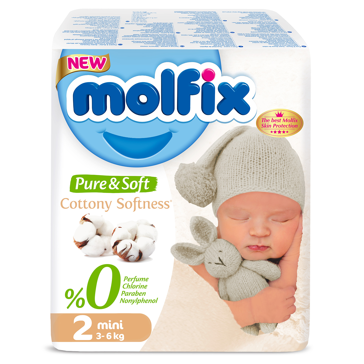 Подгузники Pure Soft №2 Mini Molfix 3-6 кг 64 шт - фото 1