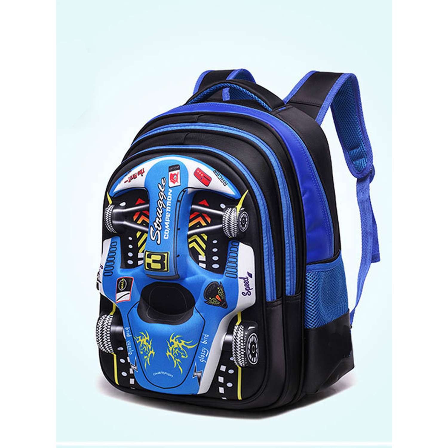 Рюкзак школьный Evoline 3D гонки автомобиль черно-синий EVO-164-1 - фото 3