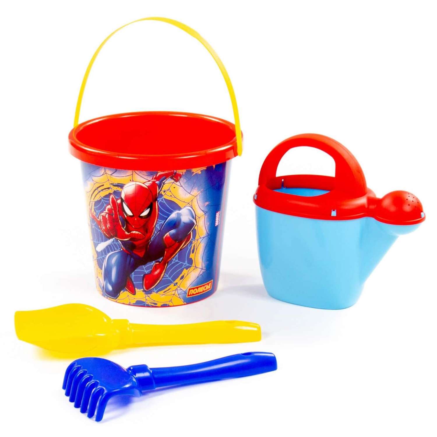 Набор для песочницы Полесье с ведерком и лейкой Marvel Человек-Паук 4 предмета красный - фото 1