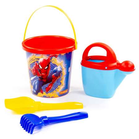 Набор для песочницы Полесье с ведерком и лейкой Marvel Человек-Паук 4 предмета красный