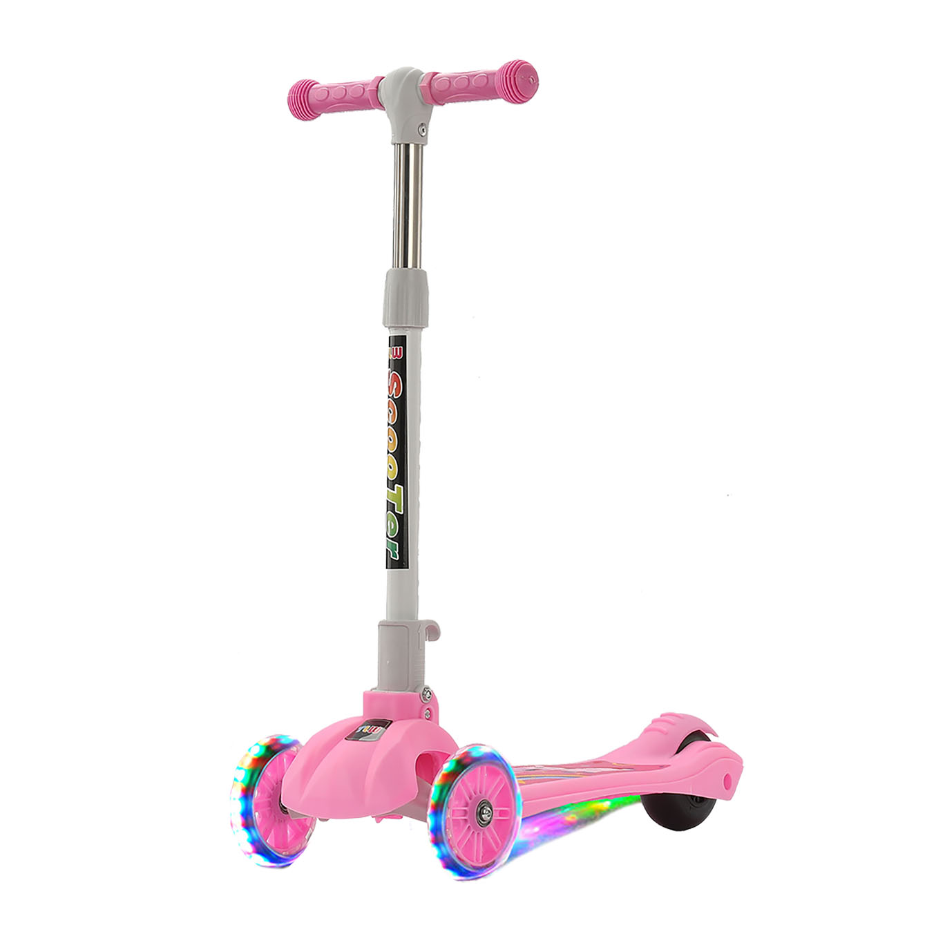 Самокат LATS детский 3-колесный со светящимися колесами розовый - фото 1