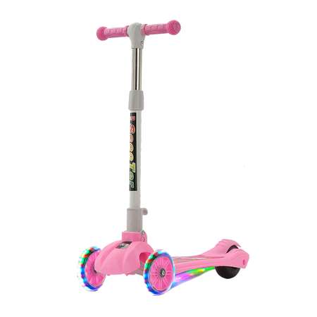 Самокат LATS детский 3-колесный со светящимися колесами розовый