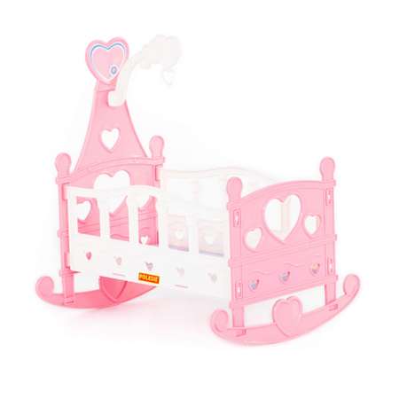 Кроватка для куклы Полесье колыбель сборная 8 элементов розовый