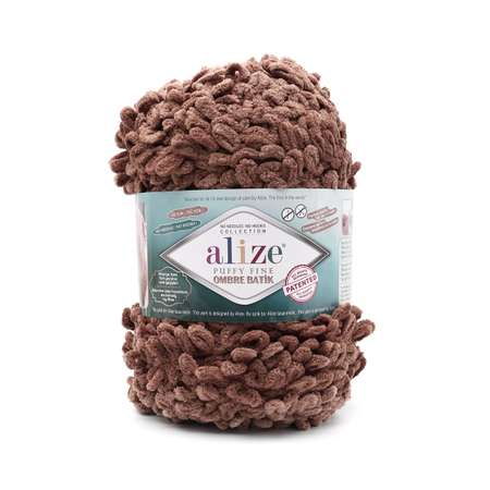 Пряжа для вязания Alize puffy fine ombre batik 500 гр 73 м микрополиэстер фантазийная мягкая 7262 бежевый 1 моток