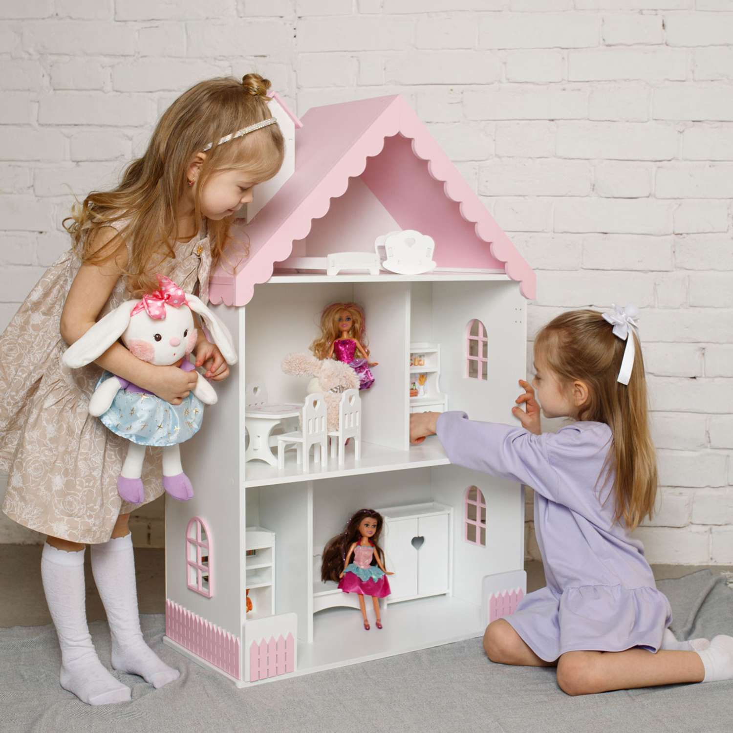 Кукольный дом Pema kids бело-розовый Материал МДФ ВероникаБелоРоз - фото 3