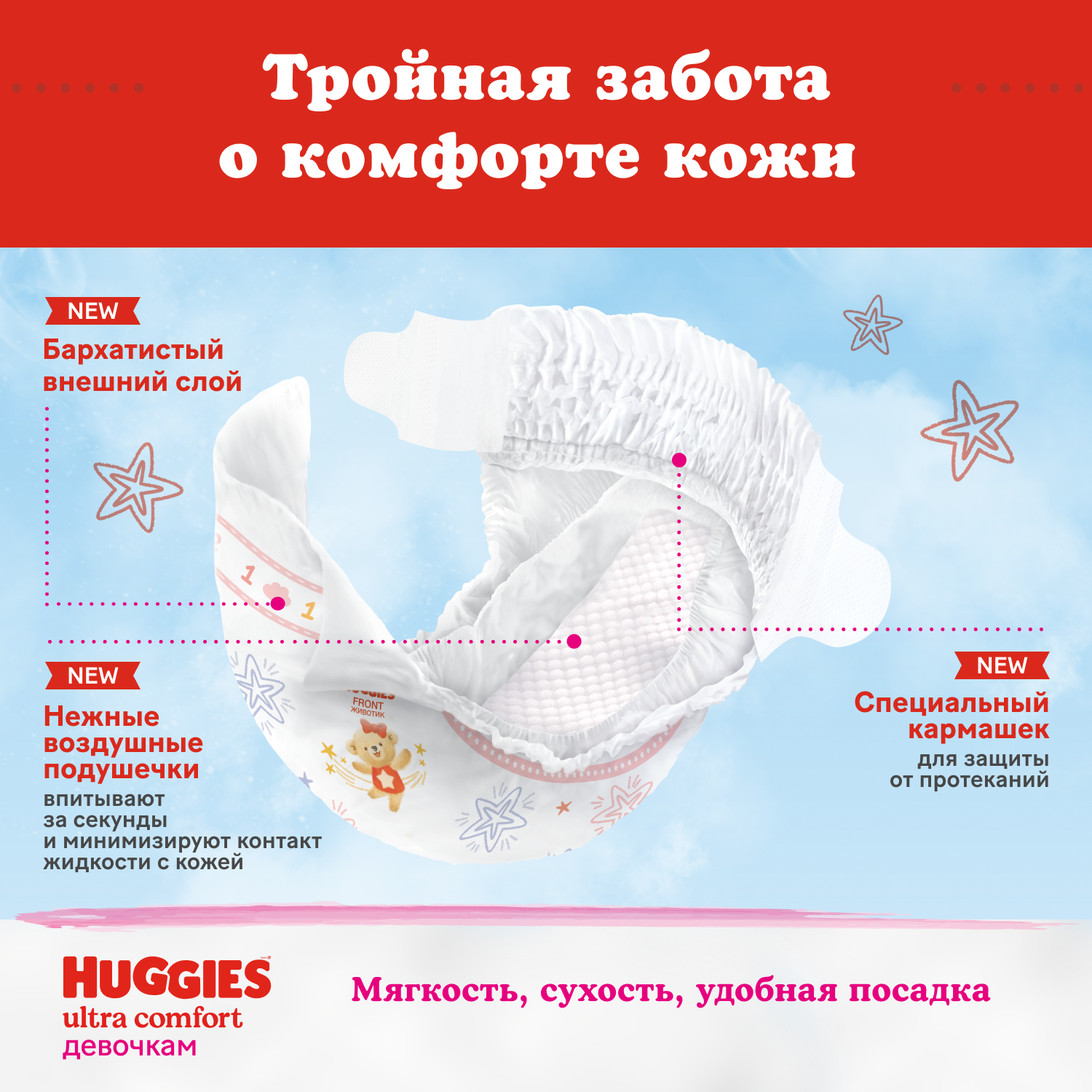 Подгузники Huggies Ultra Comfort для девочек 4 (8-14 кг) 80 шт. - фото 5