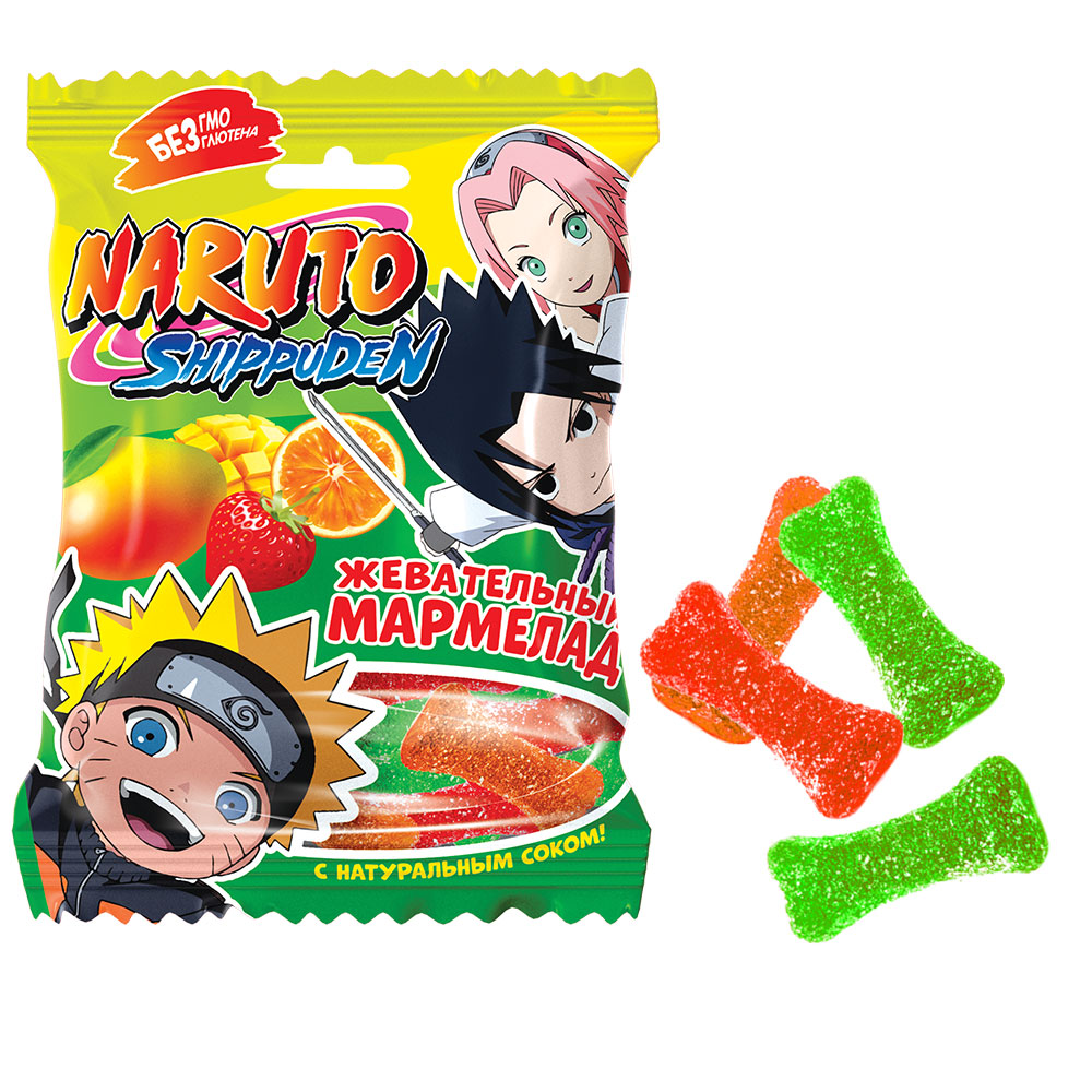 Мармелад жевательный фигурный Naruto со вкусами манго клубники и апельсина 4шт по 100 гр - фото 1