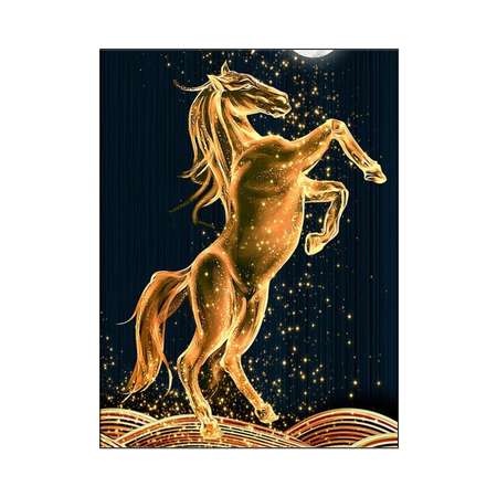 Алмазная мозаика Seichi Золотой конь 50х65 см