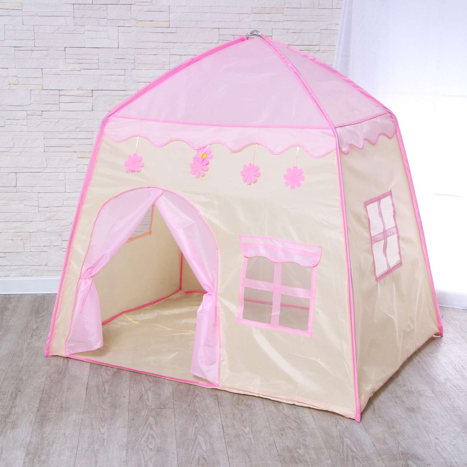 Палатка Zabiaka детская игровая «Домик» розовый 130×100×130 см - фото 2