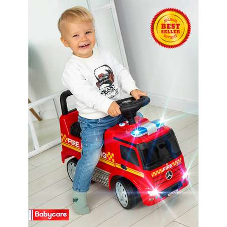 Каталка BabyCare Mercedes-Benz Antos Fire Department кожаное сиденье красный