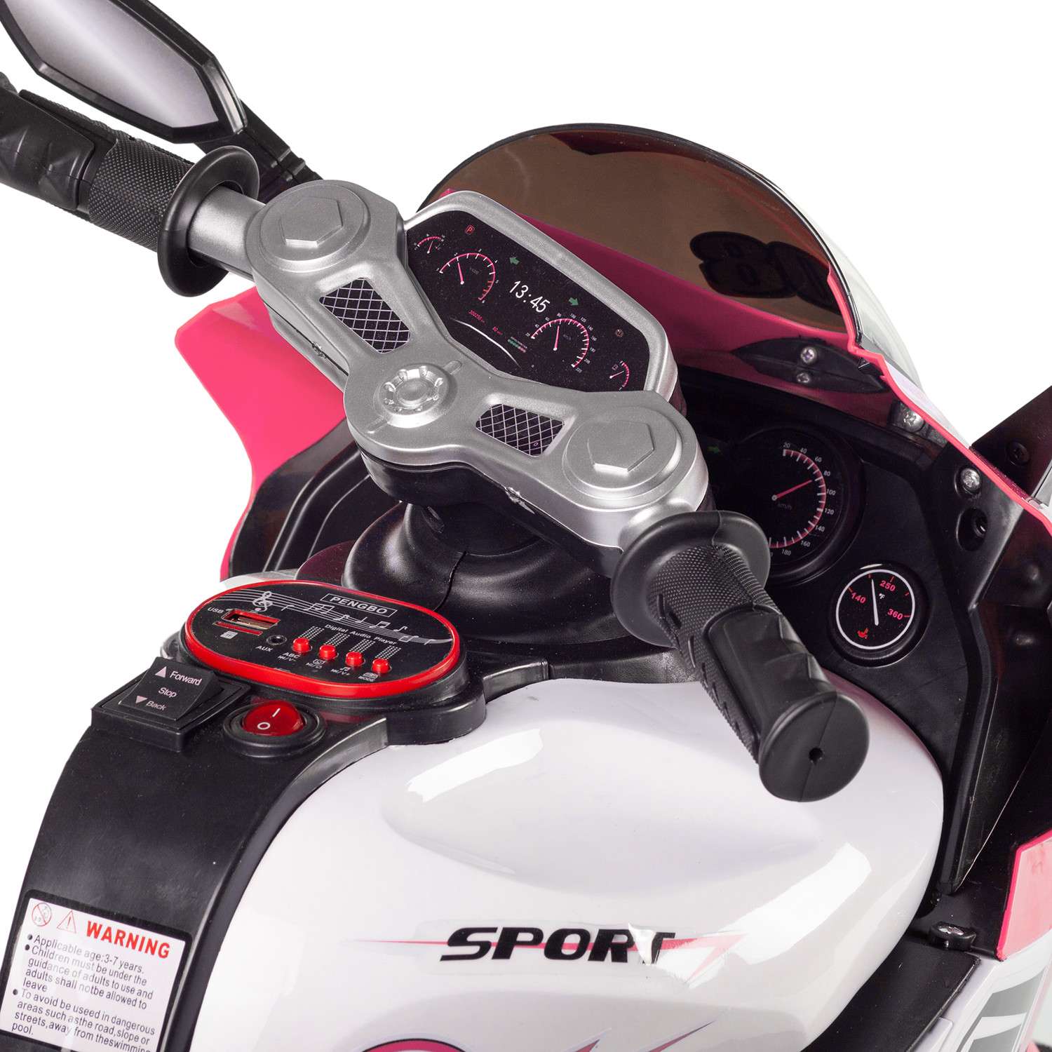 Мотоцикл BABY STYLE на аккумуляторе розовый со светом - фото 5