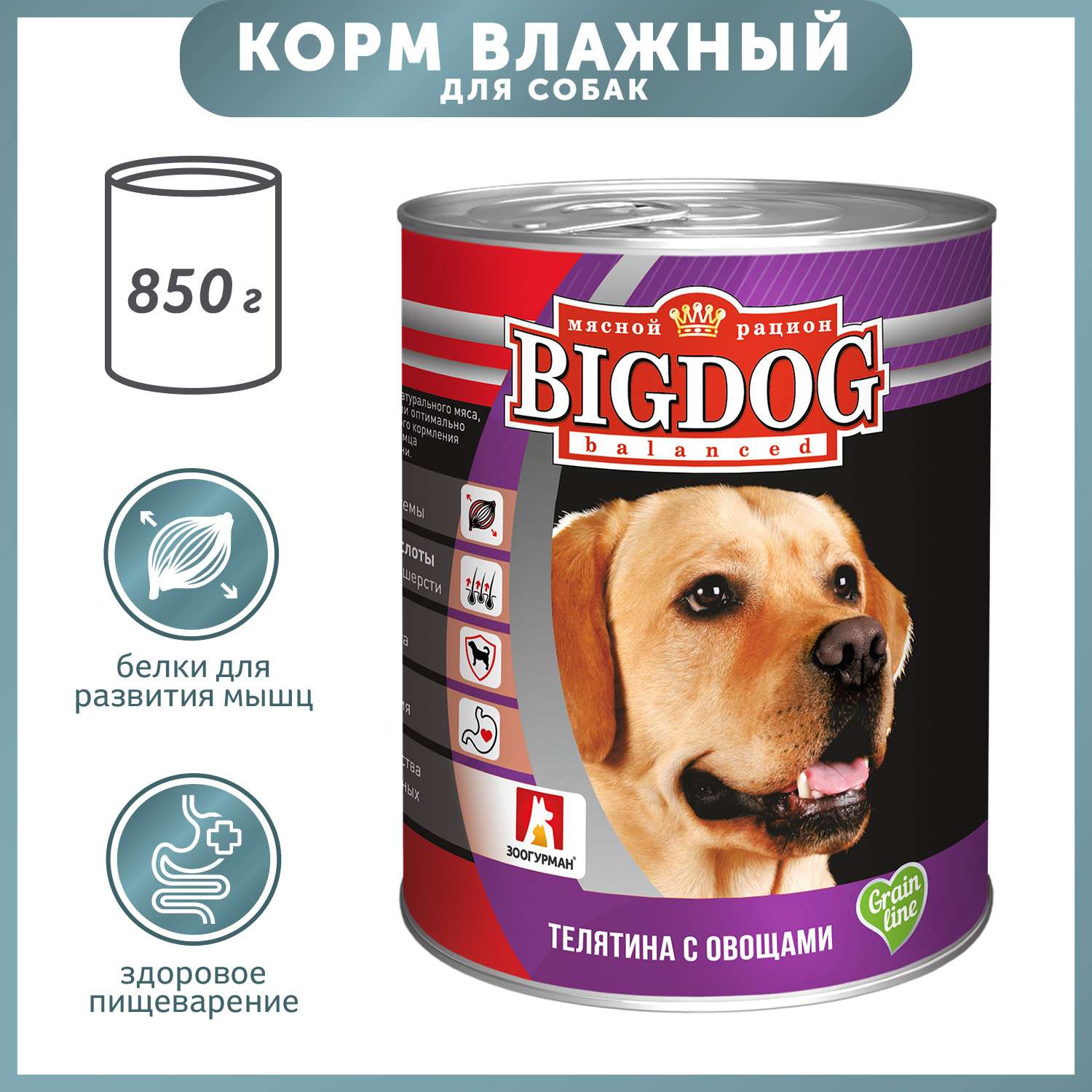 Корм для собак Зоогурман 850г Big Dog телятина с овощами ж/б - фото 1