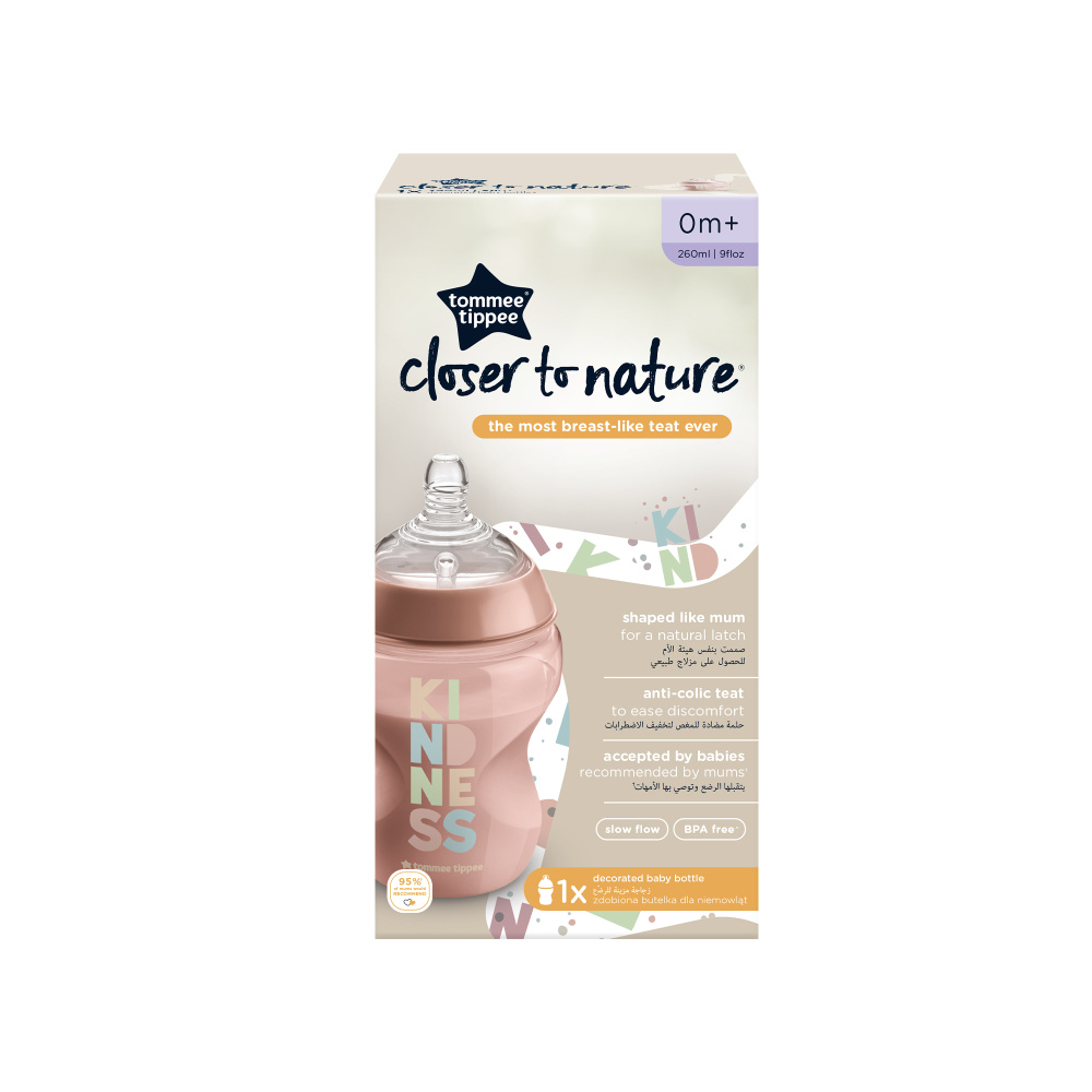 Бутылочка Tommee tippee для кормления Closer to nature 260 мл. розовый 0+ - фото 1