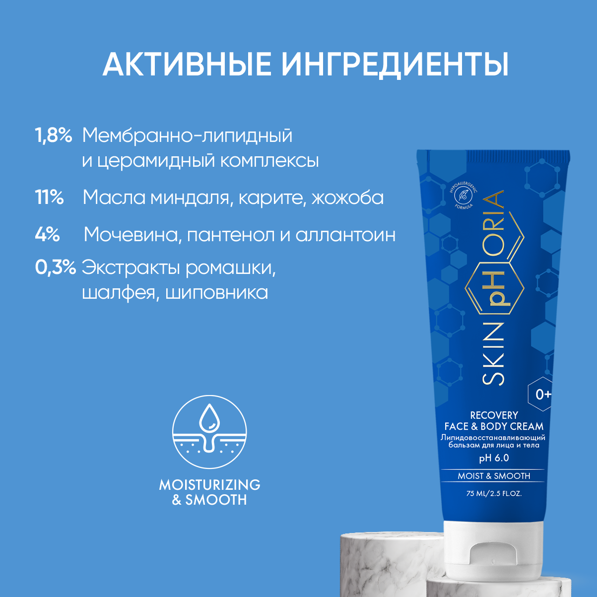 Бальзам для лица и тела Recovery Face and Body Cream Skinphoria Гипоаллергенный липидовосстанавливающий - фото 2