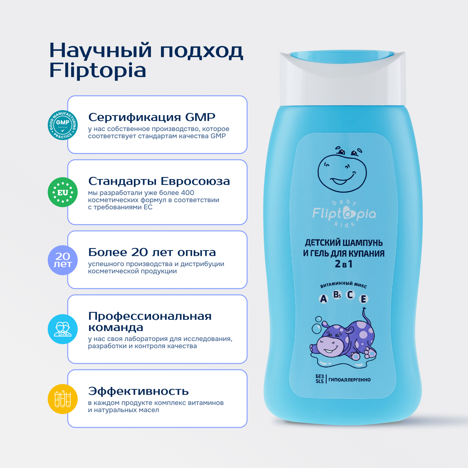 Шампунь-гель для купания Fliptopia Baby 2в1 250мл с 0месяцев - фото 6