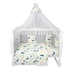 Комплект Premium AmaroBaby в кроватку 18 предметов: 6 + 12 подушек-бортиков Little dino бежевый серый