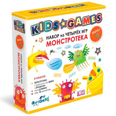 Набор игровой ORIGAMI Kids Games Монстротека бродилка домино мемо 08149