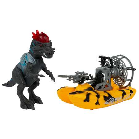 Набор игровой KiddiePlay Динозавр пахицефалозавр с лодкой 12620