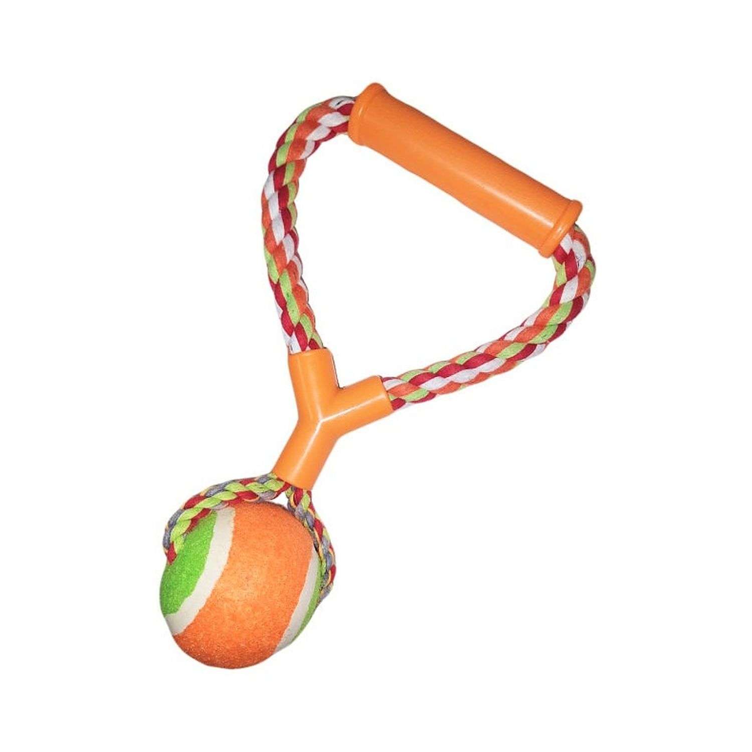 Игрушка для собак Uniglodis Мяч на канате оранжево-зеленый - фото 1