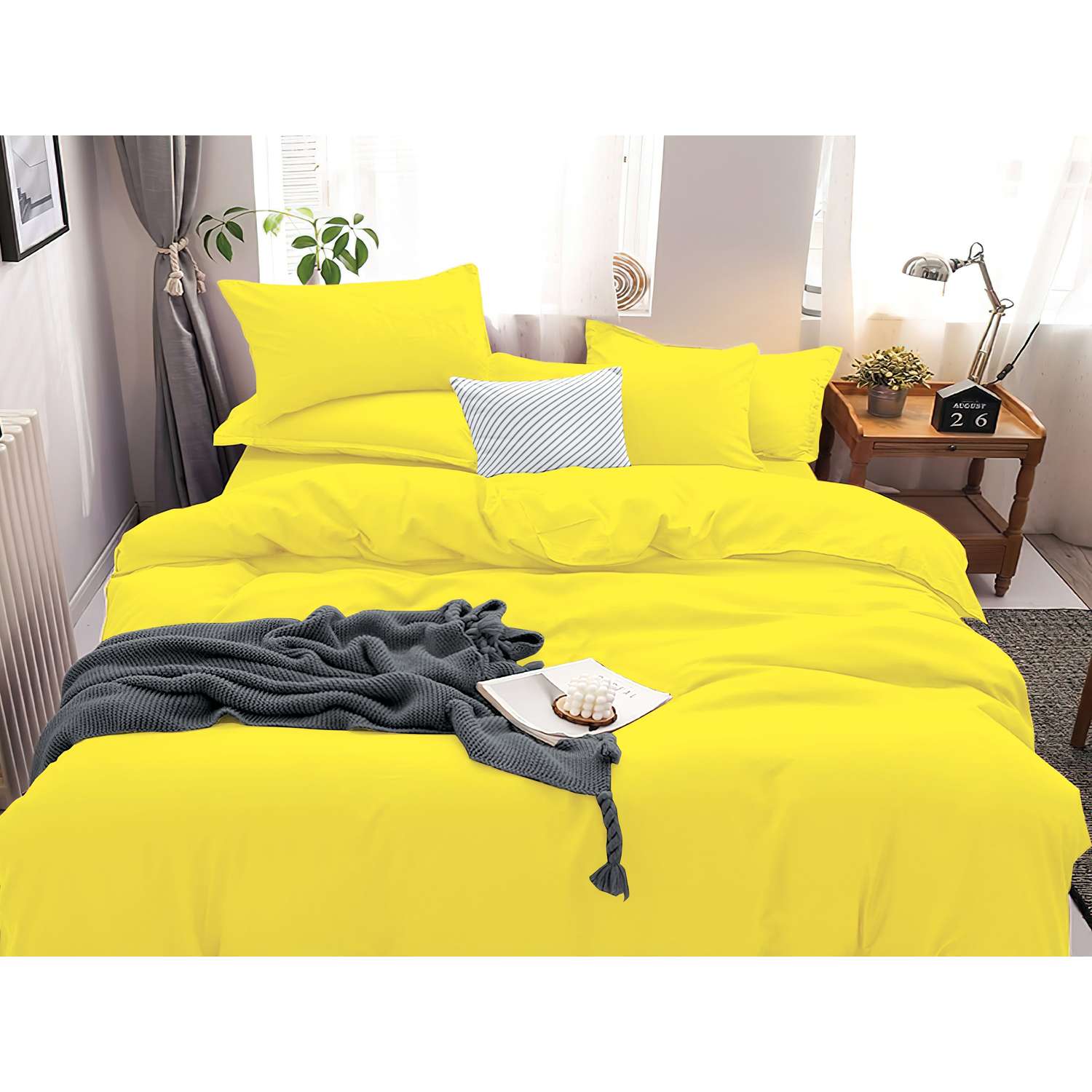 Комплект постельного белья PAVLine Манетти полисатин Евро желтый S99 - фото 2