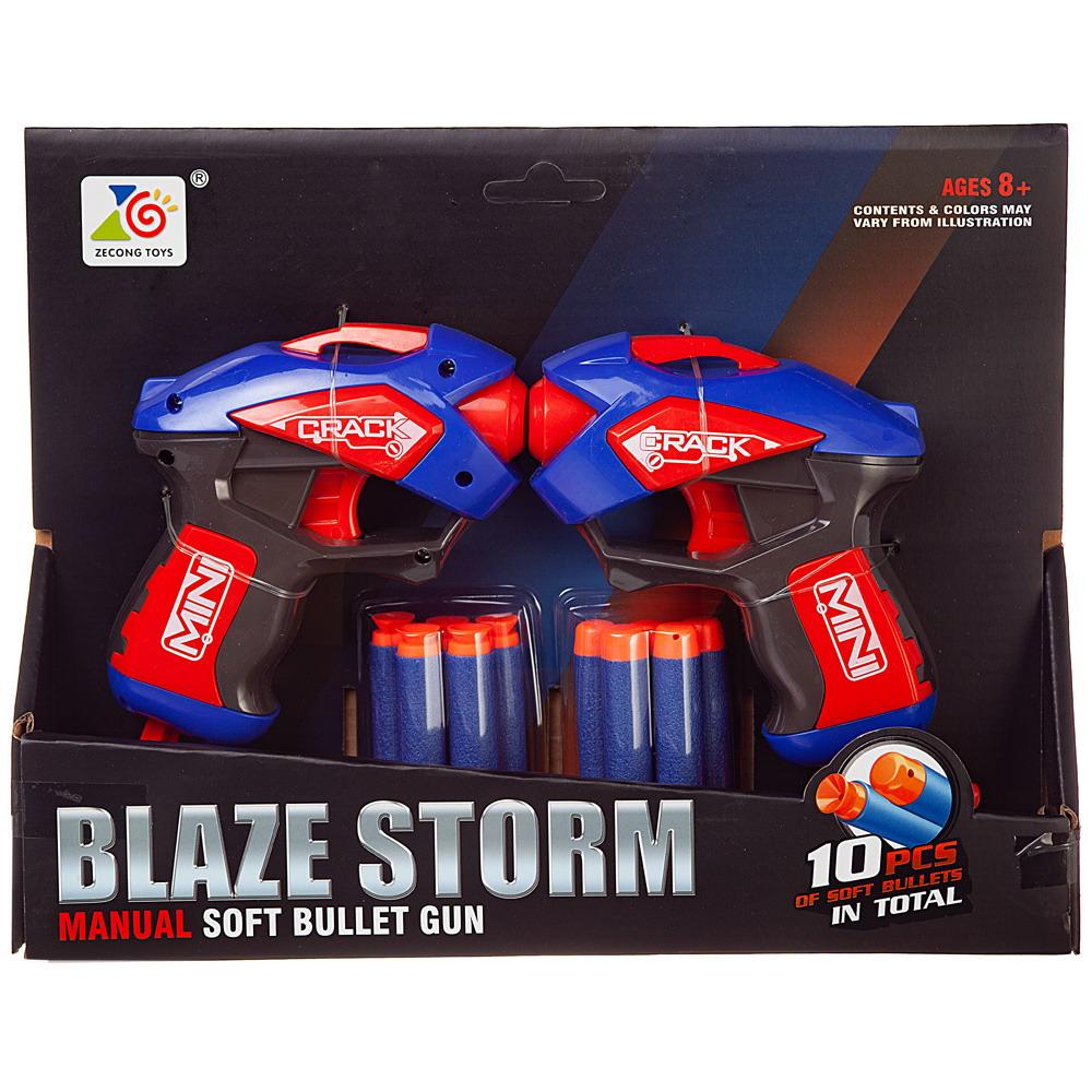 Бластер Blaze Storm Junfa набор из 2шт синих с 10 мягкими пулями - фото 1