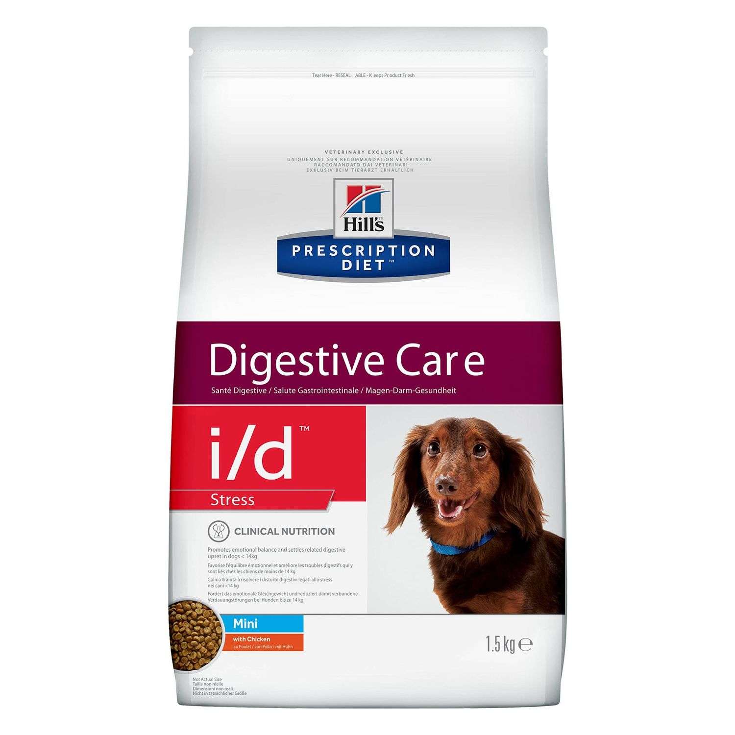 Корм для собак HILLS 1.5кг Prescription Diet i/d Stress DigestiveCare для мелких пород для ЖКТ и при стрессе с курицей сухой - фото 1