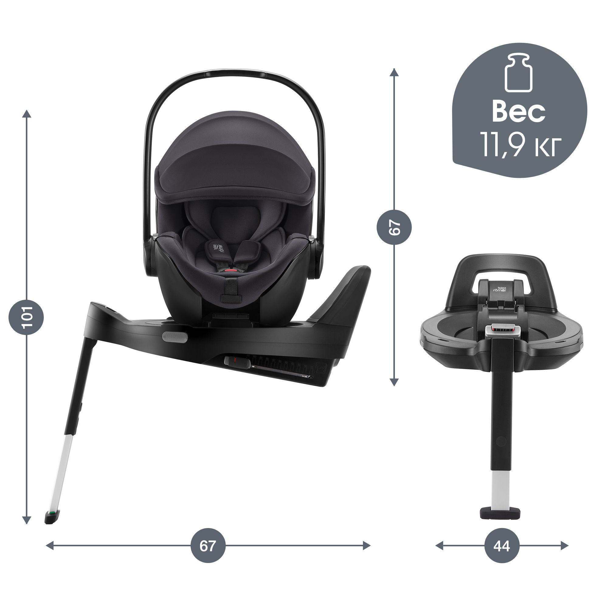 Автокресло с базой Britax Roemer Baby-Safe Pro Midnight Grey и Vario base 5 Z - фото 13