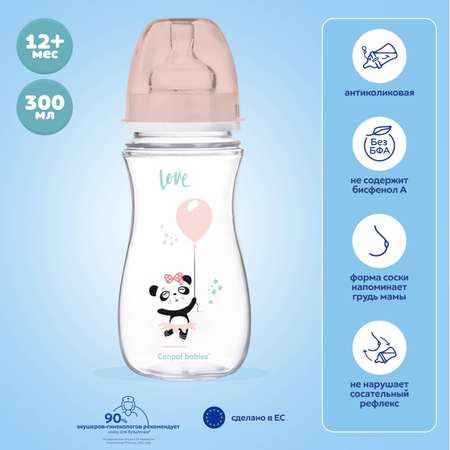 Бутылочка Canpol Babies Toys 300мл c 12месяцев Розовая 35/222_pin