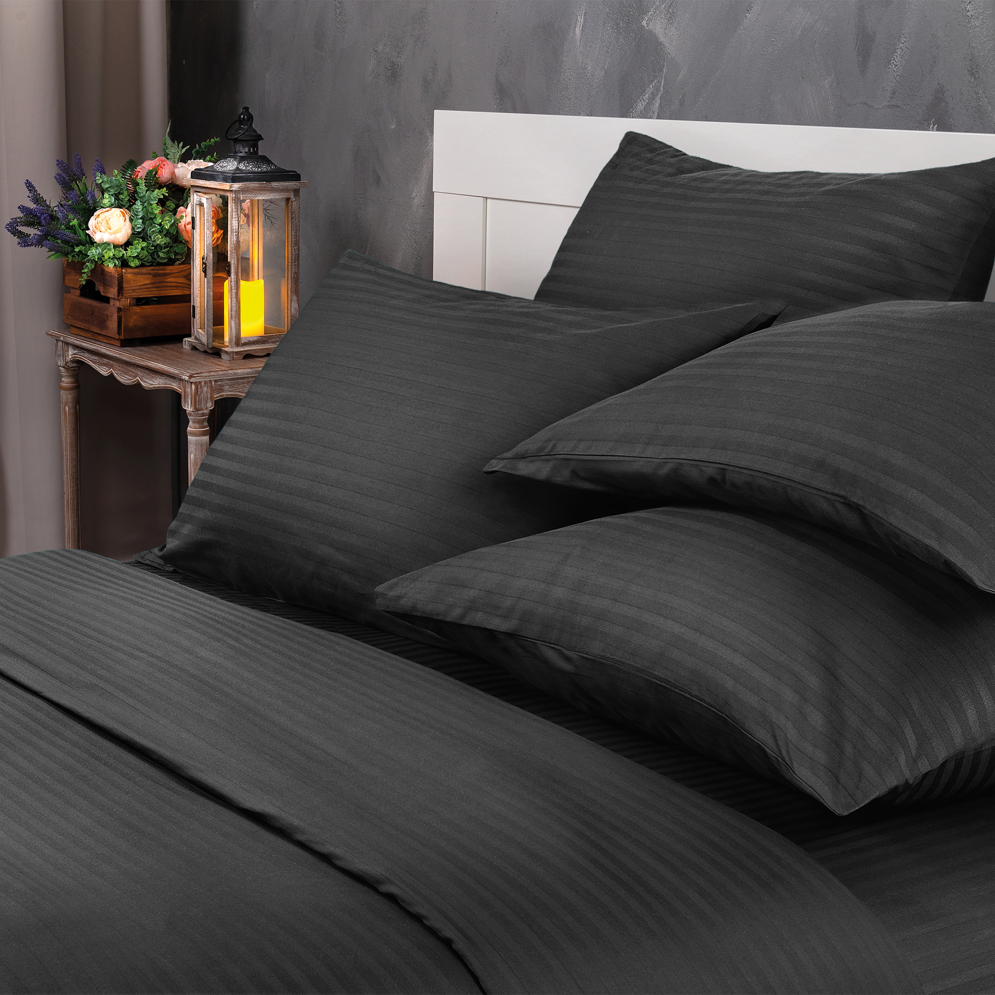 Комплект постельного белья Verossa 2.0СП Black страйп-сатин наволочки 50х70см 100% хлопок - фото 2