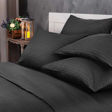 Комплект постельного белья Verossa 2.0СП Black страйп-сатин наволочки 50х70см 100% хлопок