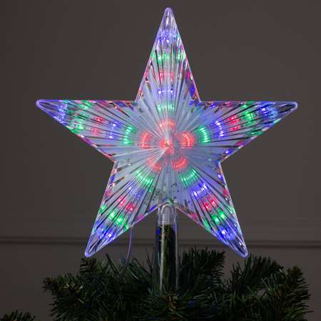 Светодиодная верхушка Luazon на ёлку «Звезда белая» 22 см 30 LED провод 2 метра 220 В свечение мульти