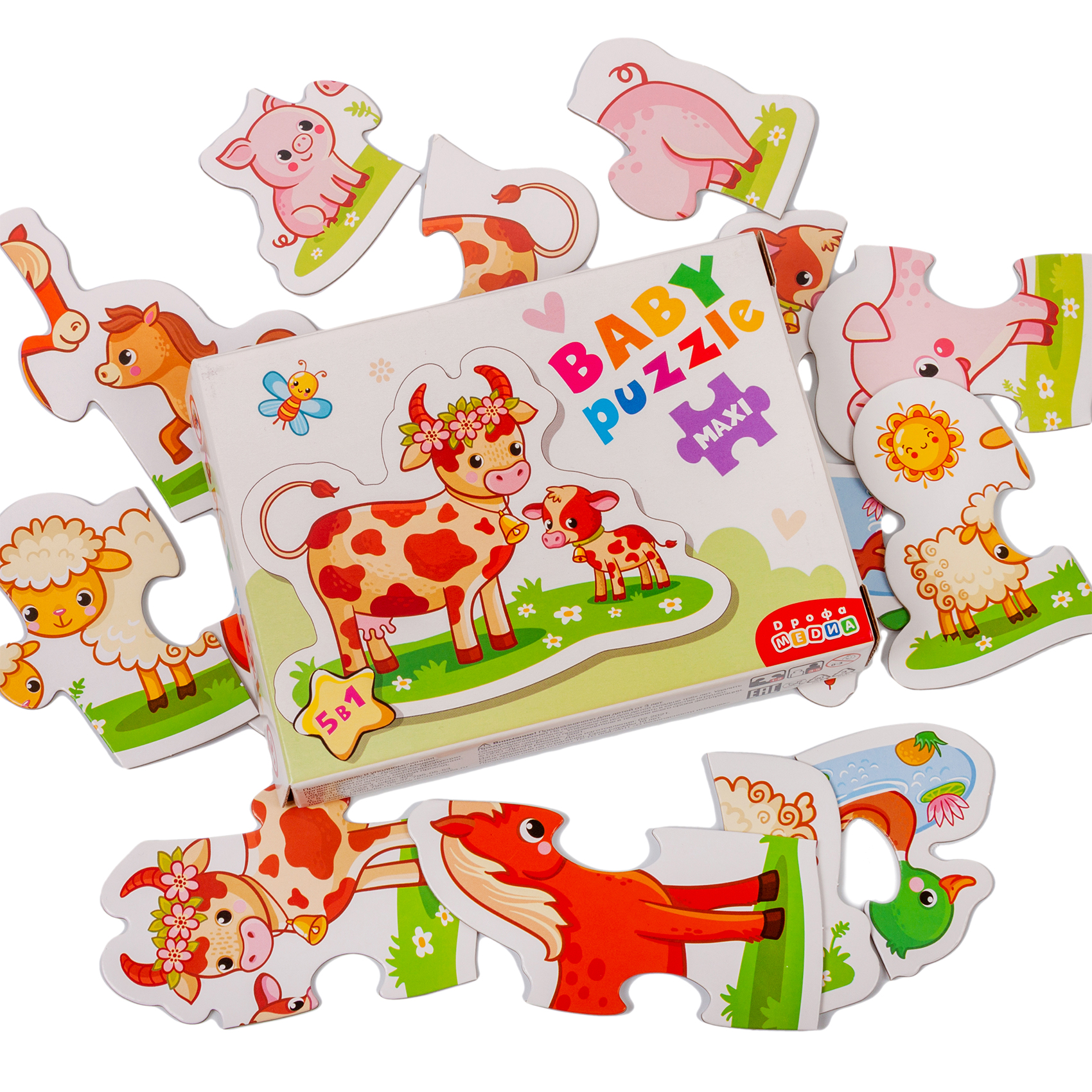 Набор пазлов Дрофа-Медиа Baby puzzle Мамы и малыши 3996 - фото 3