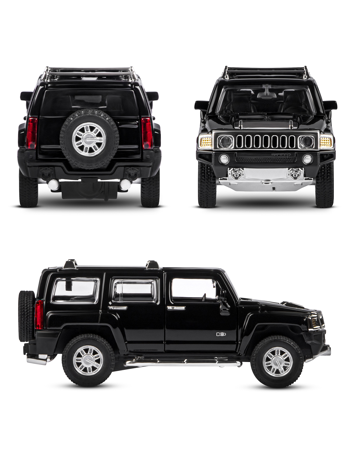 Внедорожник АВТОпанорама Hummer 1:32 инерционный черный JB1251156 - фото 5