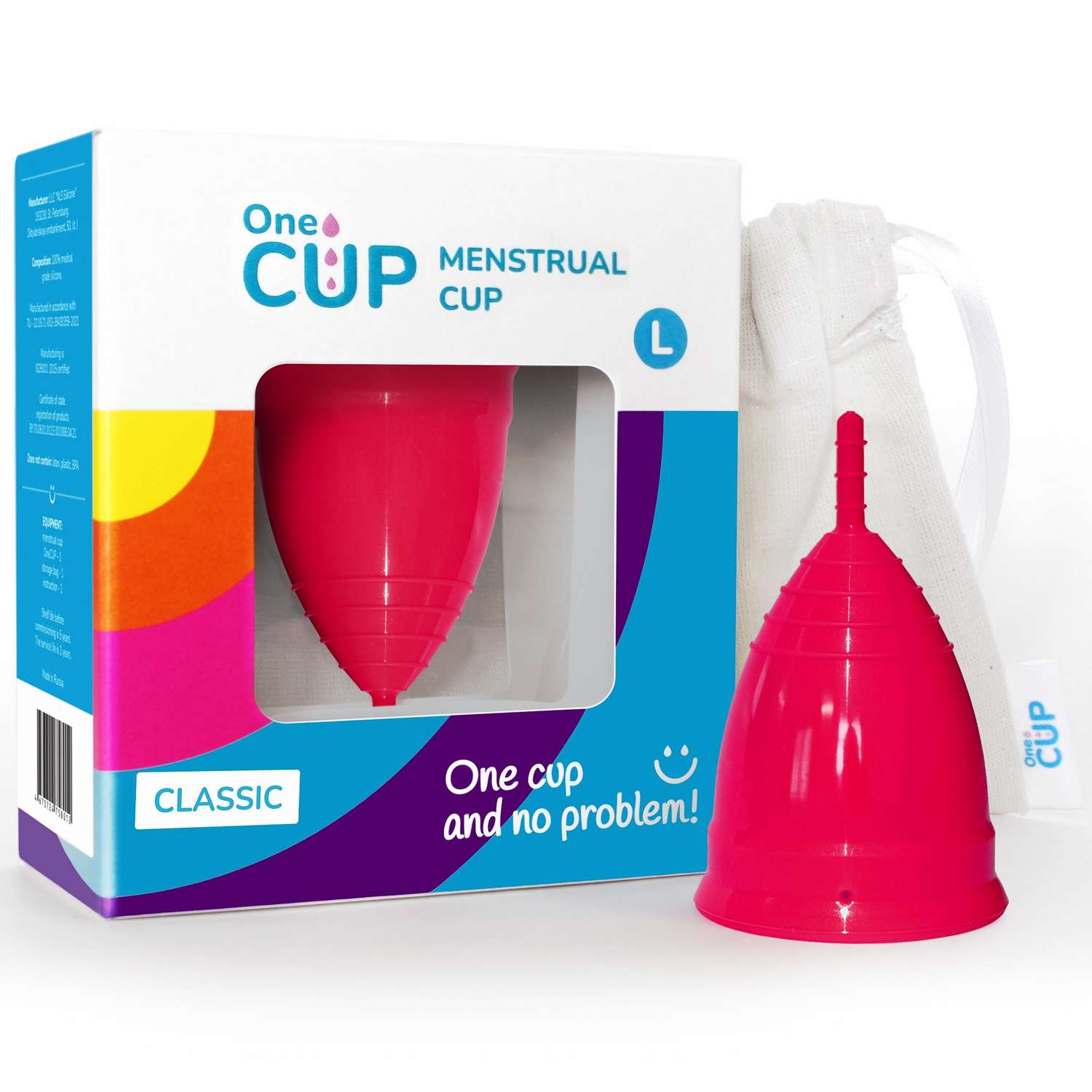 Менструальная чаша OneCUP Classic розовая размер L - фото 1