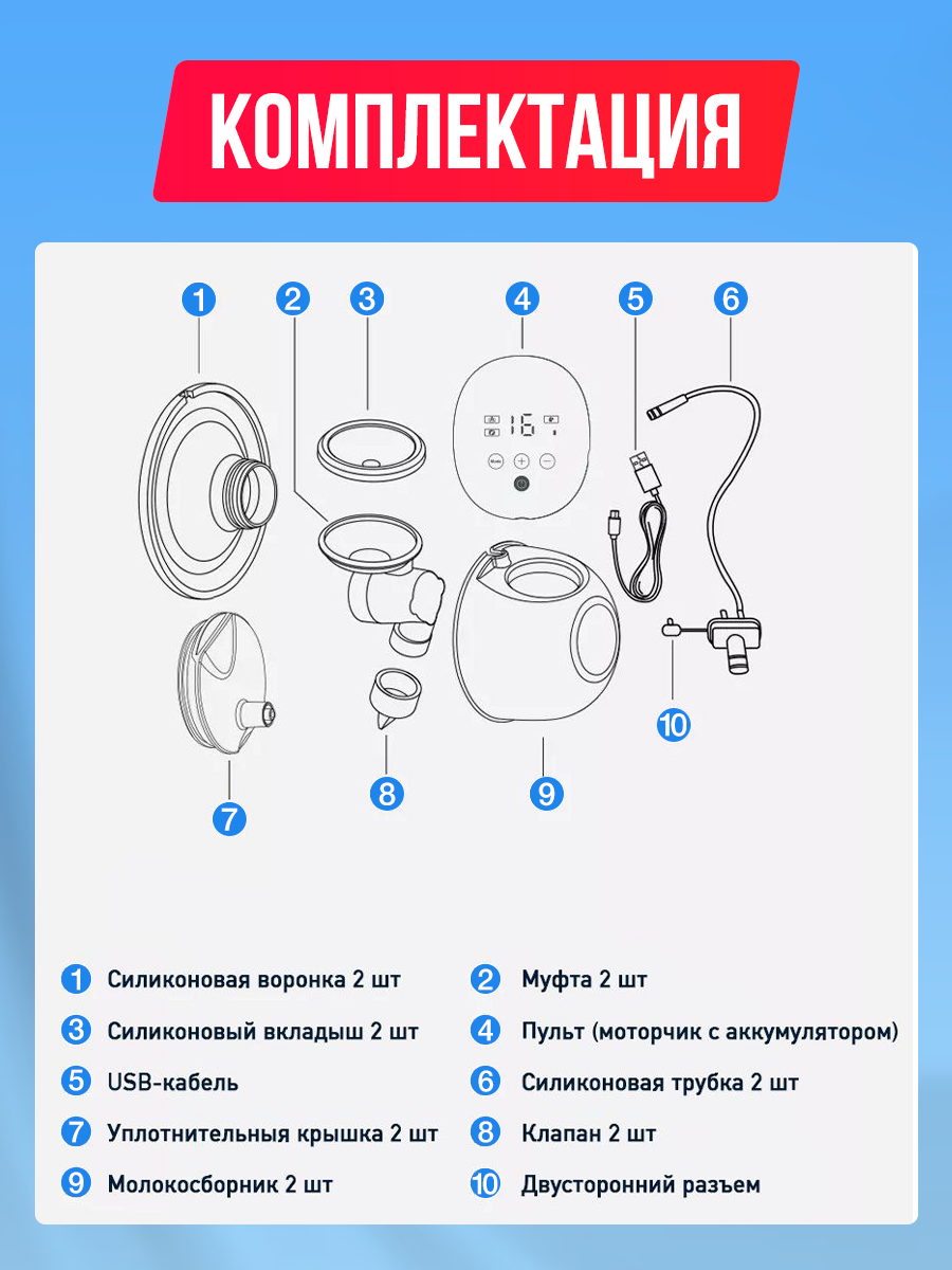 Молокоотсос электронный LoviMama с 2 чашечками двухфазный - фото 2