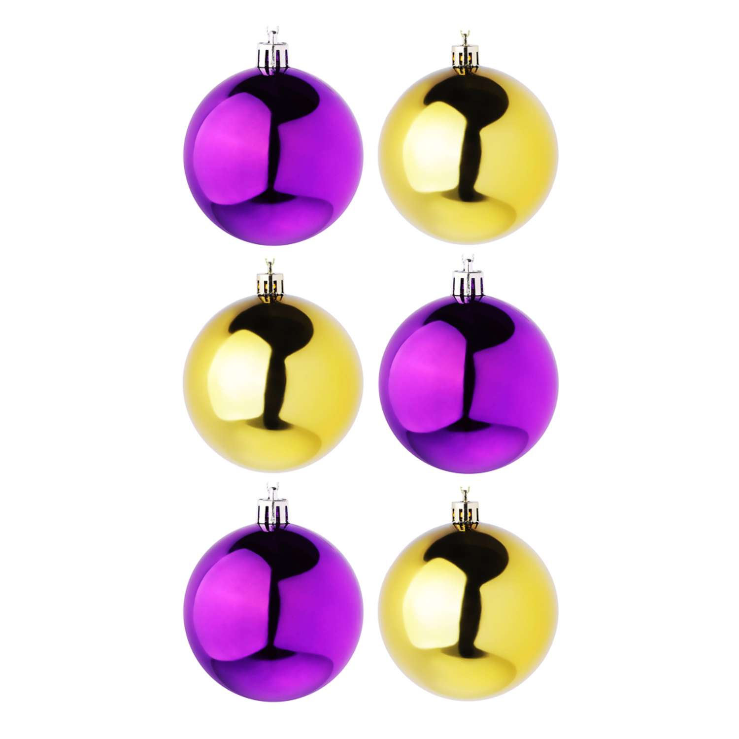 Набор ёлочных шаров Сноубум 4 шт 8 см в тубе фиолетовый золото - фото 1