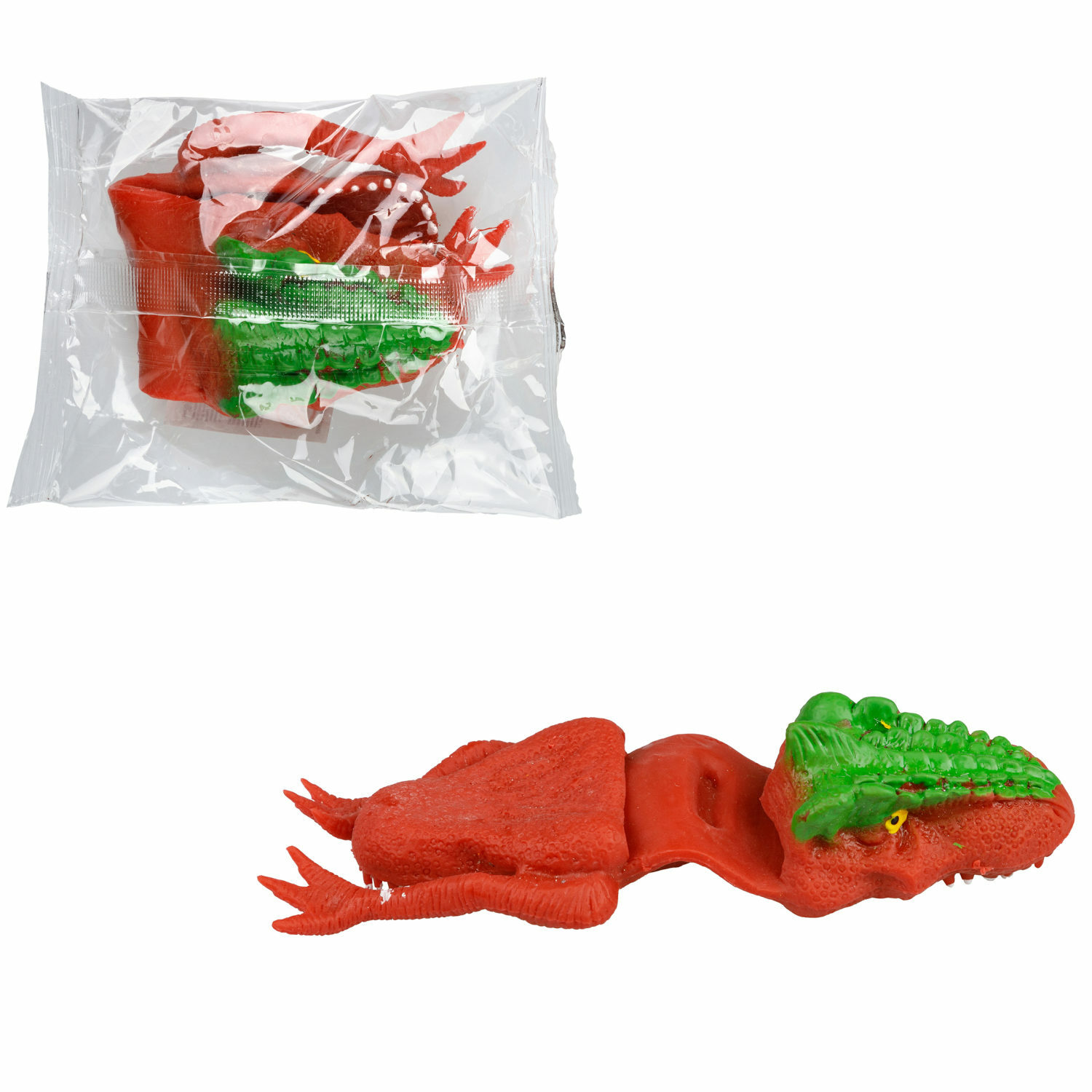 Игрушка Динозавр-перчатка 1TOY Зверуки на руку Динозавры с лапками красно-зелёный - фото 1
